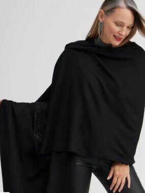 NWT Chicos Travel Wrap Black with Sparkle /glitter detail on end